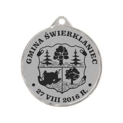 Medal metalowy z grawerowaniem na laminacie
