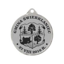 Medal metalowy z grawerowaniem na laminacie