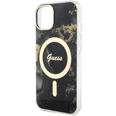 6. Etui Guess Golden Marble MagSafe na iPhone 14 Plus - czarne