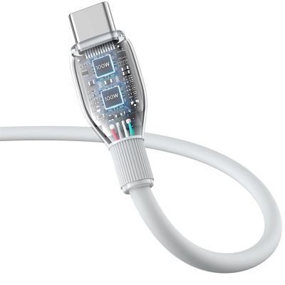 4. Kabel Baseus Pudding 100W USB-A - USB-C 1,2m - biały