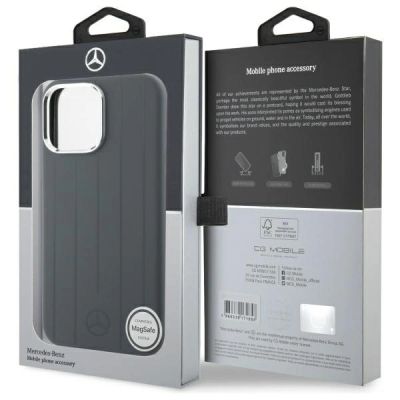 8. Etui Mercedes Silicone Vertical Tonal Stripes MagSafe na iPhone 16 Pro Max - szare