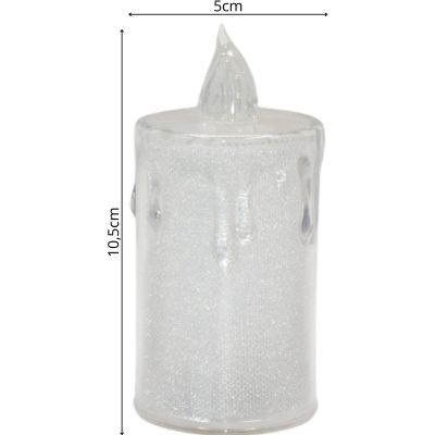 11. ŚWIECA DEKORACYJNA 10,5 CM TRANSPARENTA CIEPŁY BIAŁY 1 LED