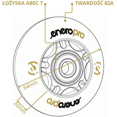 8. KÓŁKA DO ROLEK ENERO PRO PU 64 MM 4 SZT Z ŁOŻYSKAMI ABEC 7 LED
