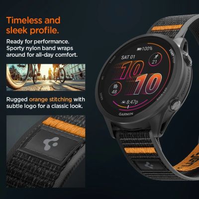 9. Pasek Spigen Athlex Airna Garmin Quick Release 22 mm - czarno-pomarańczowy