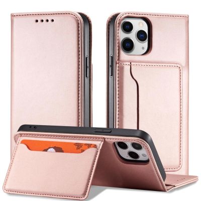 2. Magnet Card Case etui do iPhone 12 Pro Max pokrowiec portfel na karty kartę podstawka różowy