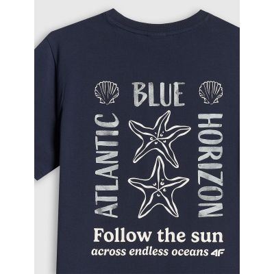 6. T-shirt relaxed z nadrukiem damski 4F 4FRSS26TTSHF4021-31S
