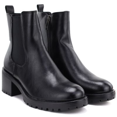 4. Botki damskie sztyblety na klocku ocieplane czarne Potocki SZ12742