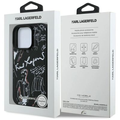 8. Etui Karl Lagerfeld Grained Pattern & Logo MagSafe na iPhone 16 Pro Max - czarne