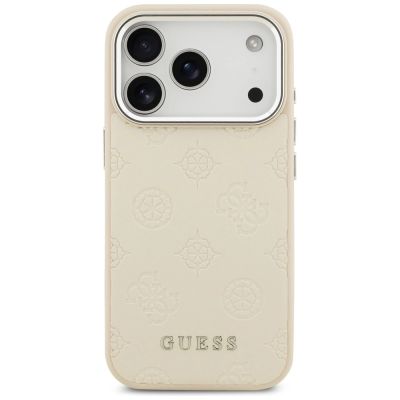 3. Etui Guess Peony Hot Stamp Script MagSafe na iPhone 17 Pro - beżowe