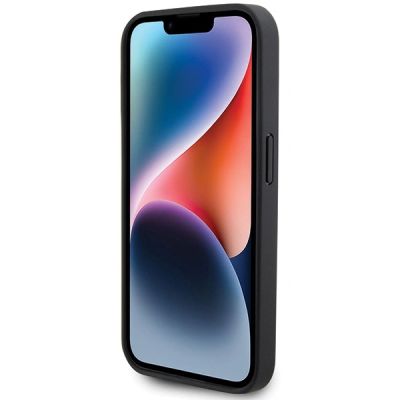 5. Etui BMW Leather Stamp Blue Line na iPhone 15 Pro Max - czarne