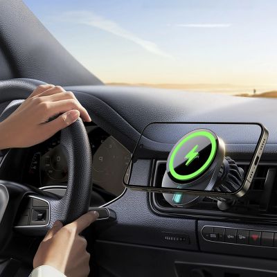 10. Uchwyt Joyroom JR-ZS409 magnetyczny z ładowarką indukcyjną 15W na kratkę nawiewu w samochodzie - czarny
