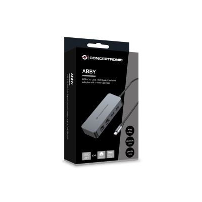 4. Conceptronic ABBY24G stacja dokująca Przewodowa USB 3.2 Gen 1 (3.1 Gen 1) Type-C Szary