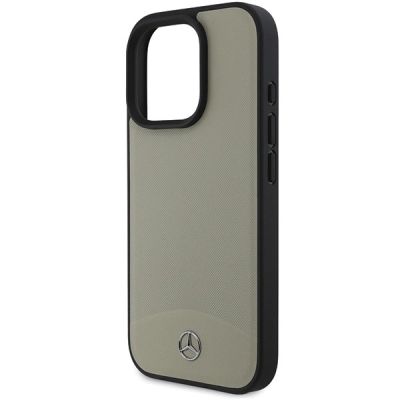6. Etui Mercedes MB Textured and Plain Leather MagSafe na iPhone 16 Pro Max - beżowe