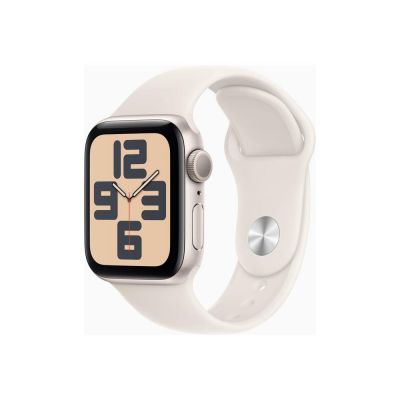 3. Zegarek Apple Watch SE 3 GPS 40 mm, aluminiowa obudowa w kolorze Starlight z paskiem Starlight Sport Band – M/L
