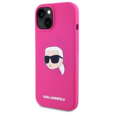 2. Etui Karl Lagerfeld Silicone Karl Head Print MagSafe na iPhone 15  6.1" - fuksja