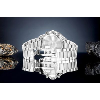 6. Zegarek Męski Giewont Chronograph Sapphire Srebrno Czarny GW3520-B2