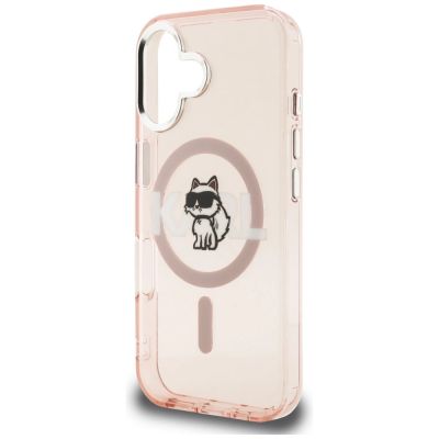 6. Etui Karl Lagerfeld IML Choupette Sketch Logo MagSafe na iPhone 16 - różowe