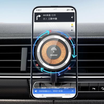 16. Uchwyt magnetyczny z ładowarką indukcyjną MagSafe na kokpit/kratkę nawiewu 15W Dudao F12MAX+ - czarna