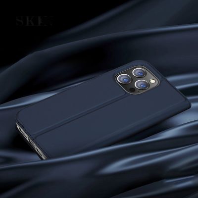 12. Etui do iPhone 15 Pro Max pokrowiec z klapką i portfelem Dux Ducis Skin Pro - różowe