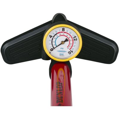 4. POMPKA WARSZTATOWO  ROWEROWA DUNLOP 230 PSI (16Bar) Z MANOMETREM CZERWONY