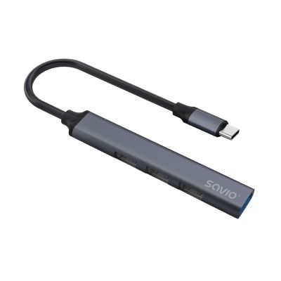 3. SAVIO HUB USB-C - 3 X USB-A 2.0, 1 X USB-A 3.0, SZARY, AK-71