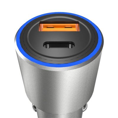 2. Dudao ładowarka samochodowa USB / USB Typ C Power Delivery Quick Charge 22,5 W szary (R4PQ)