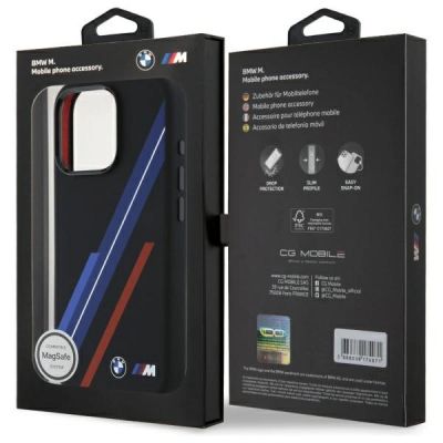 8. Etui BMW Silicone Random Lines MagSafe na iPhone 16 Pro Max - czarne