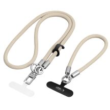 Smycz do telefonu Tech-Protect C10S Crossbody (114 cm) + na nadgarstek (31 cm) - beżowo-tytanowa