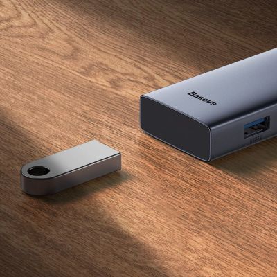 8. Hub Baseus UltraJoy Series 5w1 USB-C do 1x HDMI4K@30Hz+ 4 x USB-A 3.0 - szary