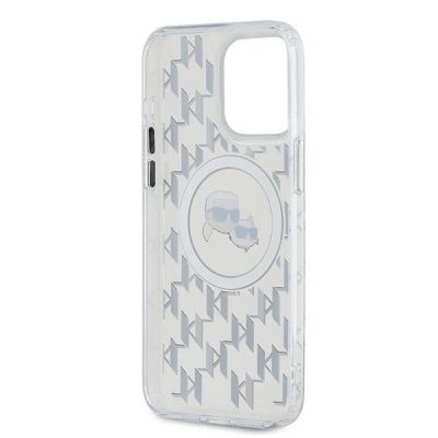 7. Etui Karl Lagerfeld IML Monogram Karl & Choupette Head MagSafe na iPhone 15 Pro Max - przezroczyste