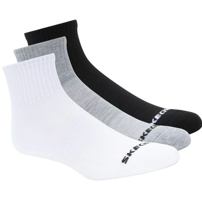 3. Skechers 3PPK Qtr Crew Socks S114235-BKWG Białe 43-46