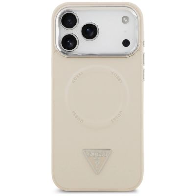 3. Etui Guess Triangle Logo MagSafe na iPhone 17 Pro - beżowe