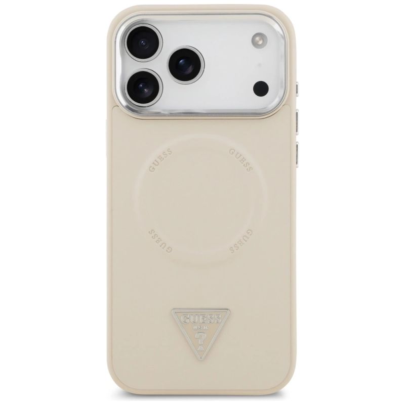 3. Etui Guess Triangle Logo MagSafe na iPhone 17 Pro - beżowe