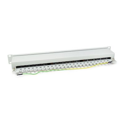 4. Wyposażenie 19" Patch Panel 24xRJ45 Cat6 FTP 1U 250MHz RAL7035