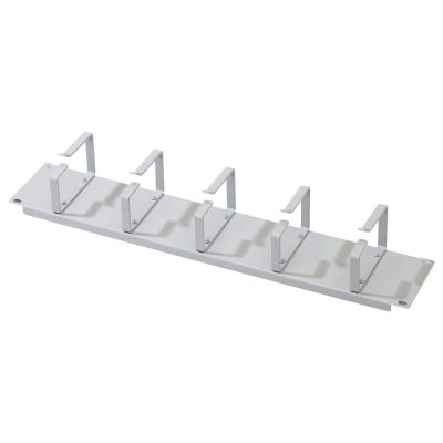 2. Organizator kablowy 19" 2U, 5x uchwyty stalowe, 85x60 mm, szary
