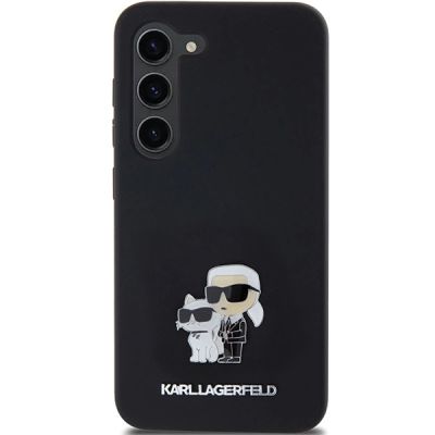 3. Etui Karl Lagerfeld Silicone Karl&Choupette Metal Pin na Samsung Galaxy S24 - czarne