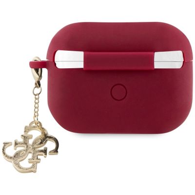 3. Etui Guess Liquid Silicone Glitter Triangle Charm na AirPods Pro 2 - purpurowe