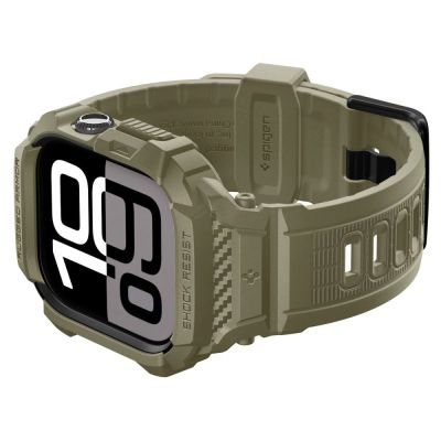 10. Pasek Spigen Rugged Armor Pro na Apple Watch 46 mm - zielony