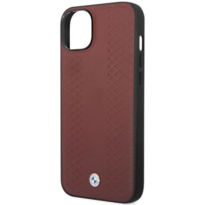 6. Etui BMW Leather Diamond Pattern na iPhone 14 - burgundowe