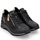 4. Skórzane sneakersy damskie na koturnie czarne Remonte Rieker D0T03-03