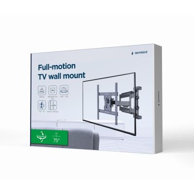 12. GEMBIRD UCHWYT ŚCIENNY REGULOWANY LCD 32"-75" VESA MAX 600 X 400MM, DO 45KG