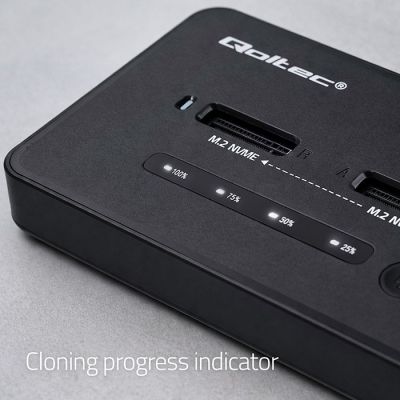 6. Qoltec Stacja dokująca dysków SSD M.2 NVMe| PCIe | USB-C | 20Gb/s | DUAL 2 x 8TB | klonowanie offline