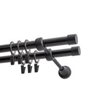 KARNISZ PODWÓJNY FI 19 MM CZARNY 160 CM LUNA Z KÓŁKAMI KOWALSKI