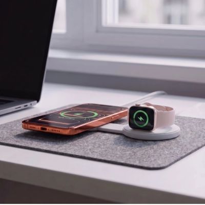 7. Ładowarka bezprzewodowa Tech-Protect A55 2in1 MagSafe 25W QI2.2 + kabel USB-C / USB-C 100 cm - biała