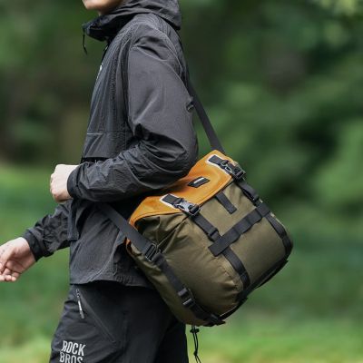 4. Torba rowerowa Rockbros W019 na kierownicę 13,5-24L - zielono-pomarańczowa