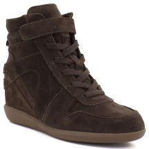 Skórzane sneakersy damskie botki na koturnie czekoladowe Vinceza 31712