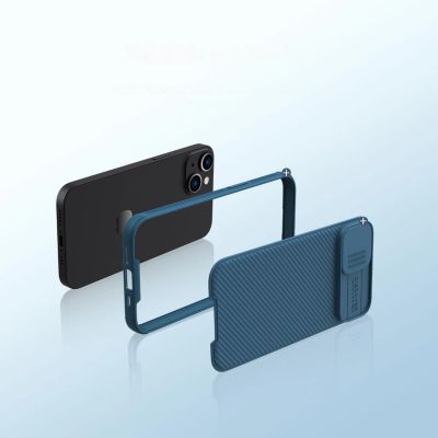 11. Nillkin CamShield Pro Magnetic Case etui iPhone 14 Plus pokrowiec osłona na aparat kamerę niebieski (z MagSafe)