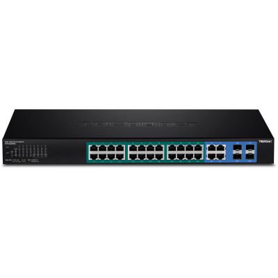 2. Przełącznik TRENDnet 28 portów zarządzalny Gbit PoE+ 370W WebSmart 19"