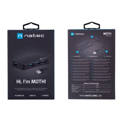 6. Hub NATEC Moth NHU-1342 (4x USB 3.0; kolor czarny)