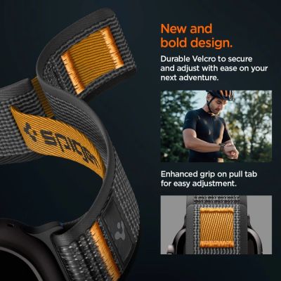 9. Pasek Spigen Athlex Air 2 na Apple Watch (44 / 45 / 46 / 49 mm) - czarno-pomarańczowy